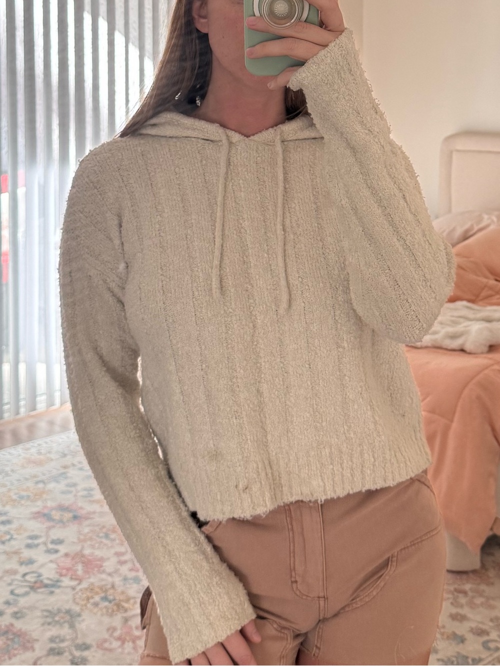 Hippie Rose Cream Knit Hooded Pullover